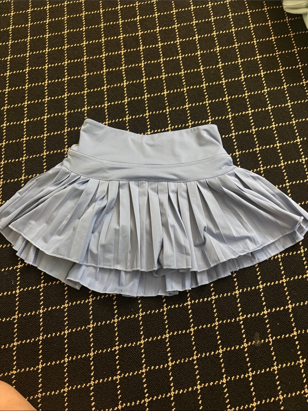 Girls Light Blue Double-Layer Pleated Skirt with Comfort Waistband